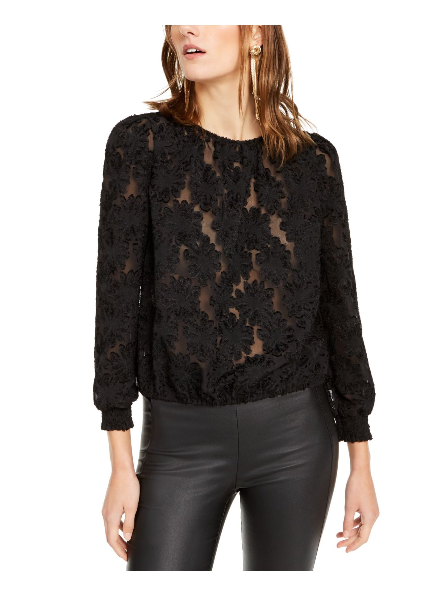 Blusa Jacquard Feminina INC International Concepts Preta Tamanho Pequeno P
