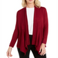 Cardigan feminino JM Collection com nervuras mistas e botões, vermelho, tamanho pequeno GG
