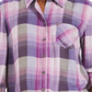 Camisa xadrez feminina Style &amp; Co com um bolso, roxa, tamanho pequeno