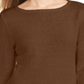 Blusa feminina com estampa canelada e manga comprida, gola redonda, tamanho pequeno e médio, estilo &amp; co
