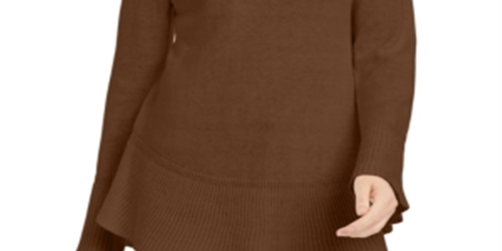 Blusa feminina com estampa canelada e manga comprida, gola redonda, tamanho pequeno e médio, estilo &amp; co