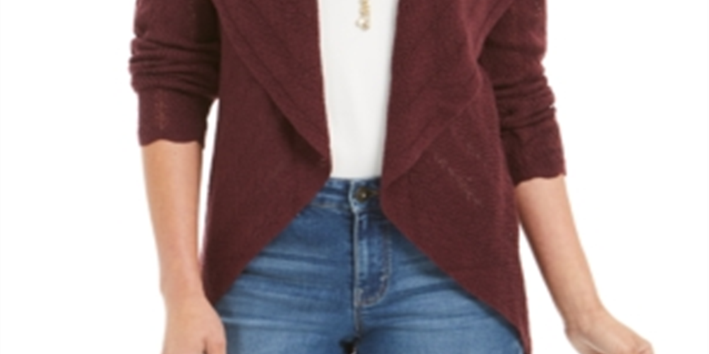 Cardigan Pointelle Feminino Estilo &amp; Co Roxo Tamanho X-Grande