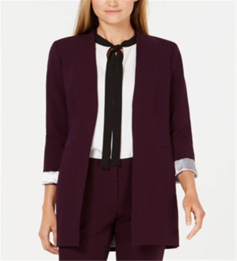 Calvin Klein Blazer Feminino Manga Rolada Frente Aberta Roxo Tamanho 16