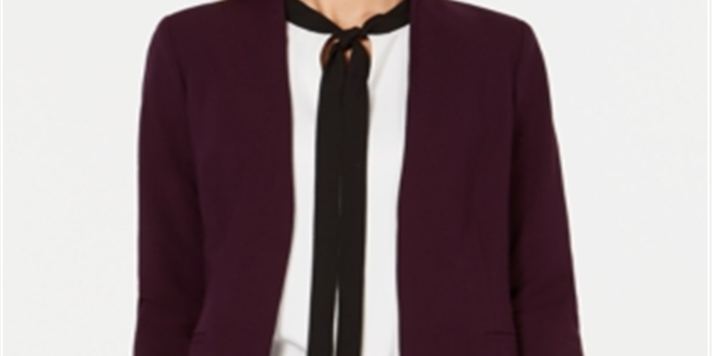 Calvin Klein Blazer Feminino Manga Rolada Frente Aberta Roxo Tamanho 16