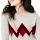 Suéter feminino de cashmere argyle Charter Club cinza, tamanho médio
