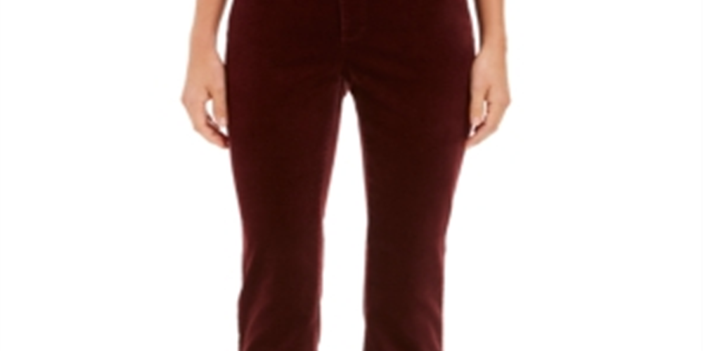 Calça jeans reta com controle de barriga e veludo feminino Charter Club, vermelha, tamanho 18