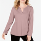 Charter Club Supima Cotton Top Feminino com Gola Dividida Rosa Tamanho P