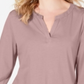 Charter Club Supima Cotton Top Feminino com Gola Dividida Rosa Tamanho P
