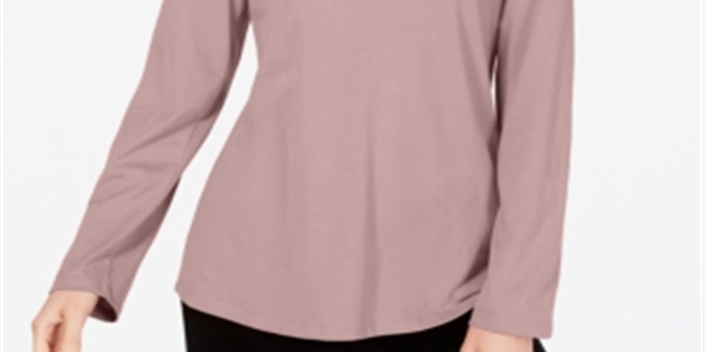 Charter Club Supima Cotton Top Feminino com Gola Dividida Rosa Tamanho P