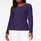 Karen Scott Blusa Feminina de Algodão com Decote Redondo Roxo Tamanho Pequeno Médio