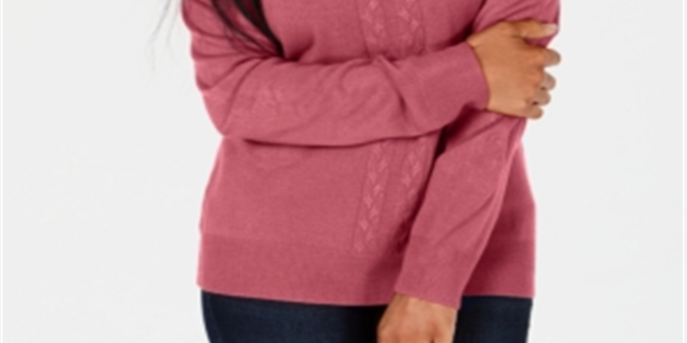 Karen Scott Suéter Feminino com Frente Aberta e Gola Falsa Rosa Tamanho X-G