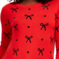 Suéter feminino Charter Club Reese com contas e laço pontilhado, vermelho, tamanho extragrande