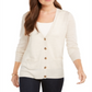 Cardigan feminino de lã merino com decote em V, marrom, tamanho grande, Charter Club