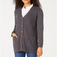 Karen Scott Cardigan Feminino com Botões Frontais e Pontos Mistos, Preto, Tamanho Médio