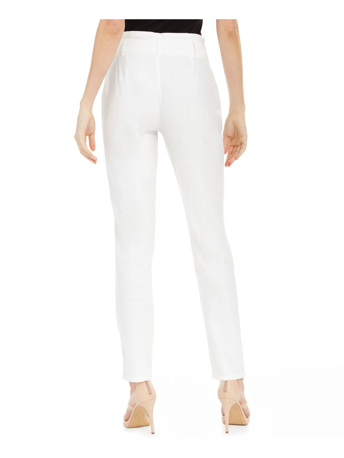 Calça afunilada feminina INC International Concepts com cintura de saco de papel, branca, tamanho 14, pequena