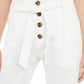 Calça afunilada feminina INC International Concepts com cintura de saco de papel, branca, tamanho 14, pequena