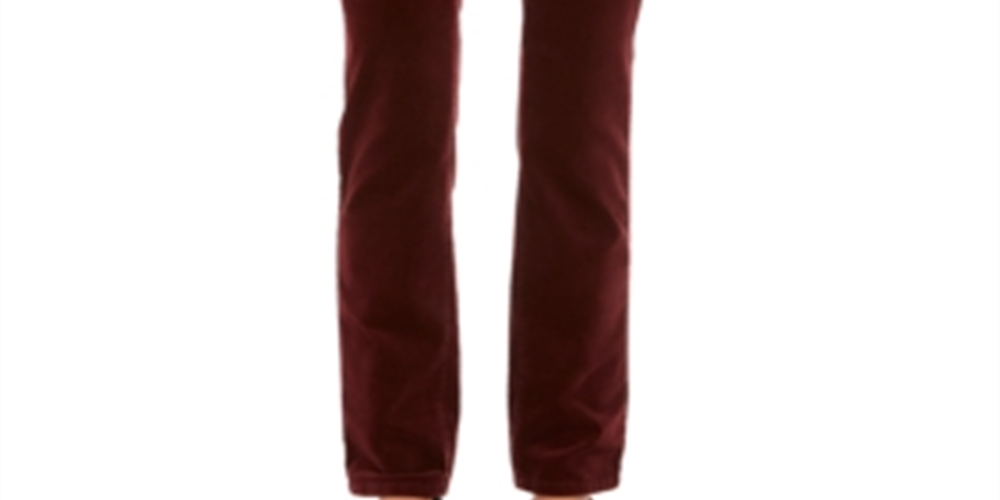Calça jeans reta com controle de barriga e veludo feminino Charter Club, vermelha, tamanho 6