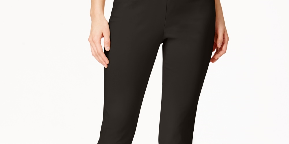 Calça feminina Charter Club Petite Slim-Leg preta tamanho 24x4,5