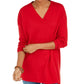Suéter túnica feminino com decote em V estilo &amp; co, vermelho, tamanho extra pequeno