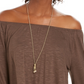 Blusa feminina estilo &amp; co com ombro de fora e manga sino, marrom, tamanho pequeno