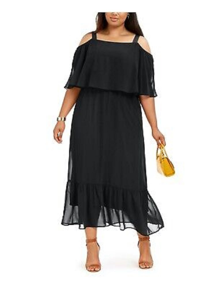 Vestido longo feminino plus size popover da coleção NY, preto, tamanho 3X