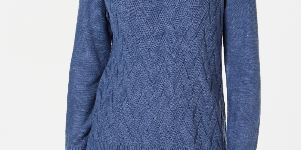 Karen Scott Suéter Feminino Basket Stitch Azul Tamanho XS