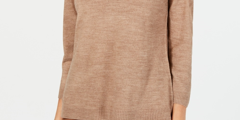 Karen Scott Suéter feminino com decote em V marrom tamanho X-S