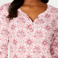 Karen Scott Blusa Henley Feminina Estampada Manga 3/4 Rosa Tamanho Pequeno
