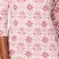 Karen Scott Blusa Henley Feminina Estampada Manga 3/4 Rosa Tamanho Pequeno