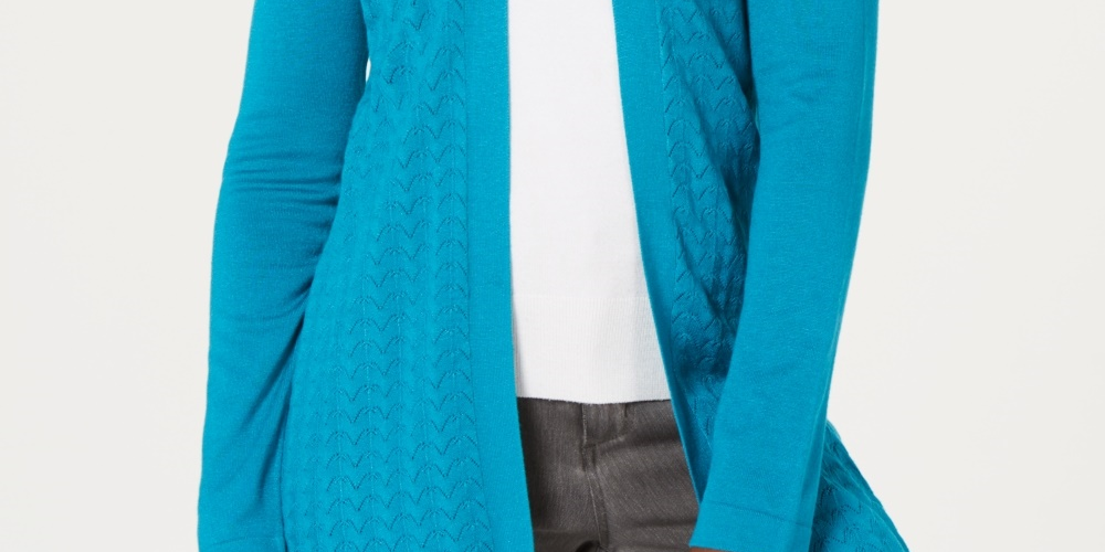 Karen Scott Cardigan Feminino Gola Xale Azul Escuro Tamanho P