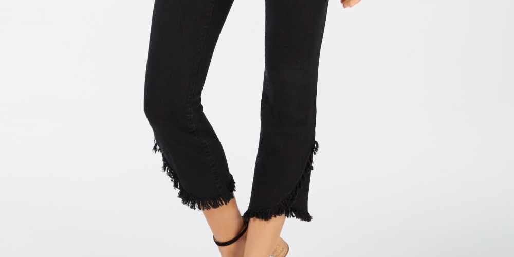 Calça jeans skinny feminina INC International Concepts Curvy Cropped Tulip Hem, preta, tamanho 0