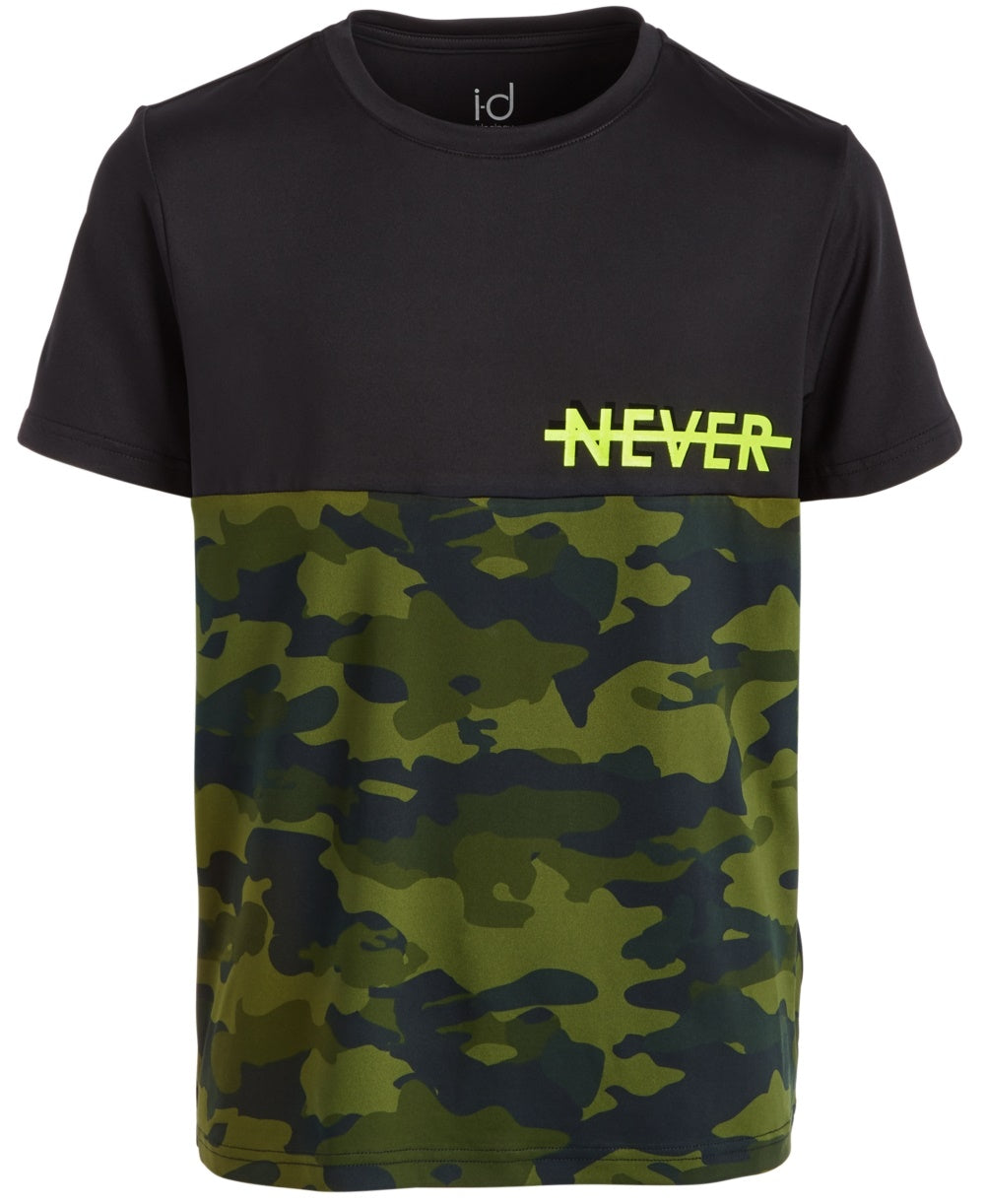Camiseta com estampa gráfica e blocos de cores Ideology Big Boys, preta, tamanho médio