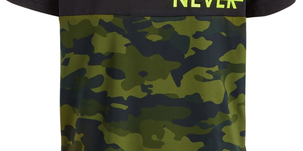 Camiseta com estampa gráfica e blocos de cores Ideology Big Boys, preta, tamanho médio