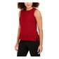Blusa feminina Anne Klein com fenda, sem mangas, gola redonda, vermelha, tamanho X-S