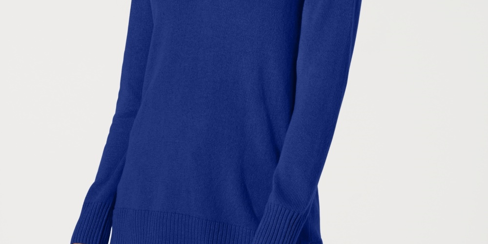 Karen Scott Suéter Feminino Gola V Sólida Azul Tamanho XS