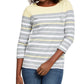 Karen Scott Sport Top Feminino Listrado Manga 3/4 Amarelo Tamanho P