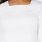 Karen Scott Blusa feminina de renda com decote quadrado e manga 3/4, branca, tamanho pequeno G