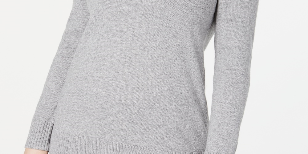 Karen Scott Suéter Feminino Gola V Sólida Cinza Tamanho XS