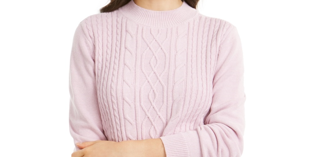 Karen Scott Suéter Feminino de Tricô com Gola Falsa Rosa Tamanho Grande