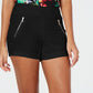 Shorts feminino Thalia Sodi com bolso e zíper, preto, tamanho médio