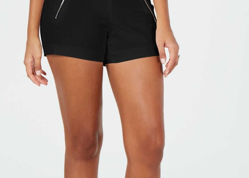 Shorts feminino Thalia Sodi com bolso e zíper, preto, tamanho médio