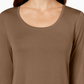Blusa feminina com decote redondo e manga curta, tamanho XS, da coleção JM, marrom