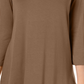 Blusa feminina com decote redondo e manga curta, tamanho XS, da coleção JM, marrom
