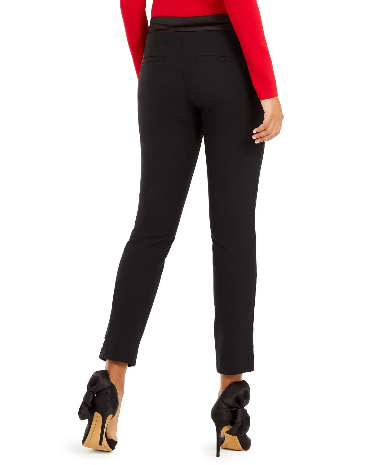 Calça skinny feminina INC International Concepts com cós elástico e laço, preta, tamanho 16, pequena