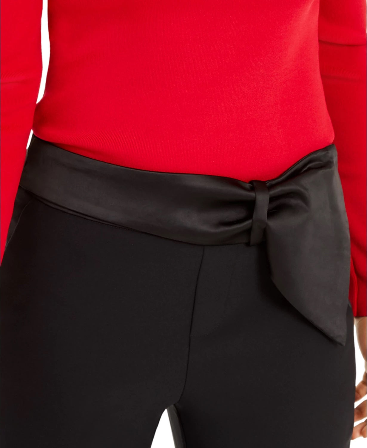 Calça skinny feminina INC International Concepts com cós elástico e laço, preta, tamanho 16, pequena