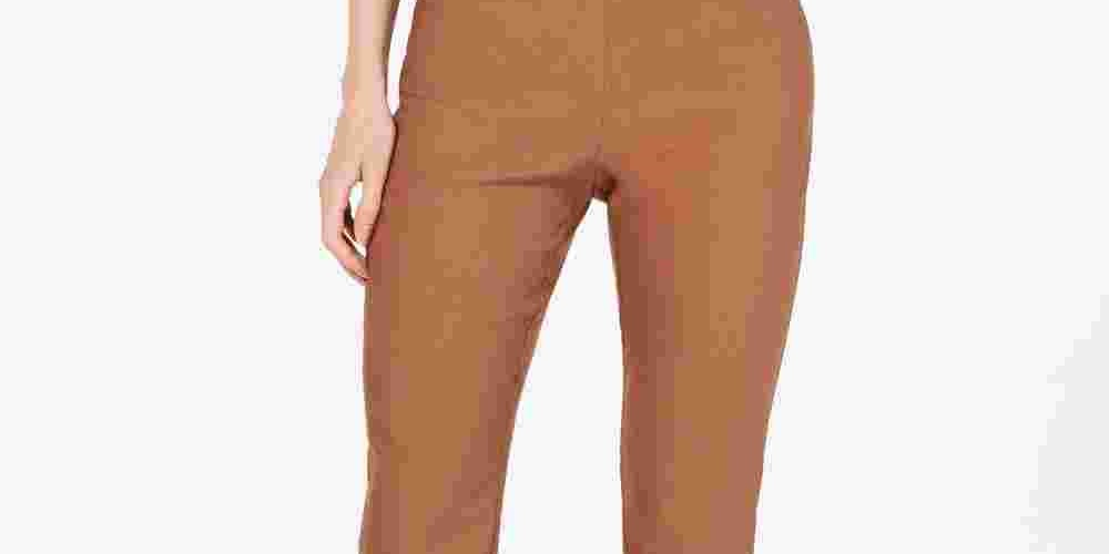 Calças femininas Charter Club Cambridge Skinny Pull-On com controle de barriga, tamanho 4, marrom