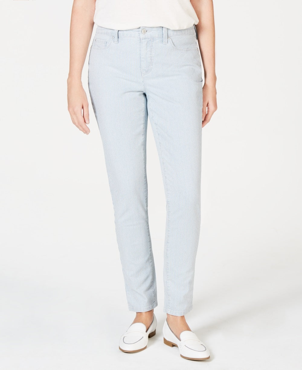 Calça jeans skinny feminina Charter Club com controle de barriga listrada, azul, tamanho 8