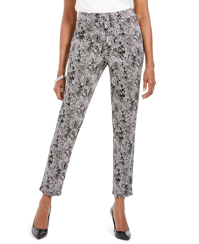 Calça feminina JM Collection Petite Jaquard Pull-on cinza tamanho -1/13