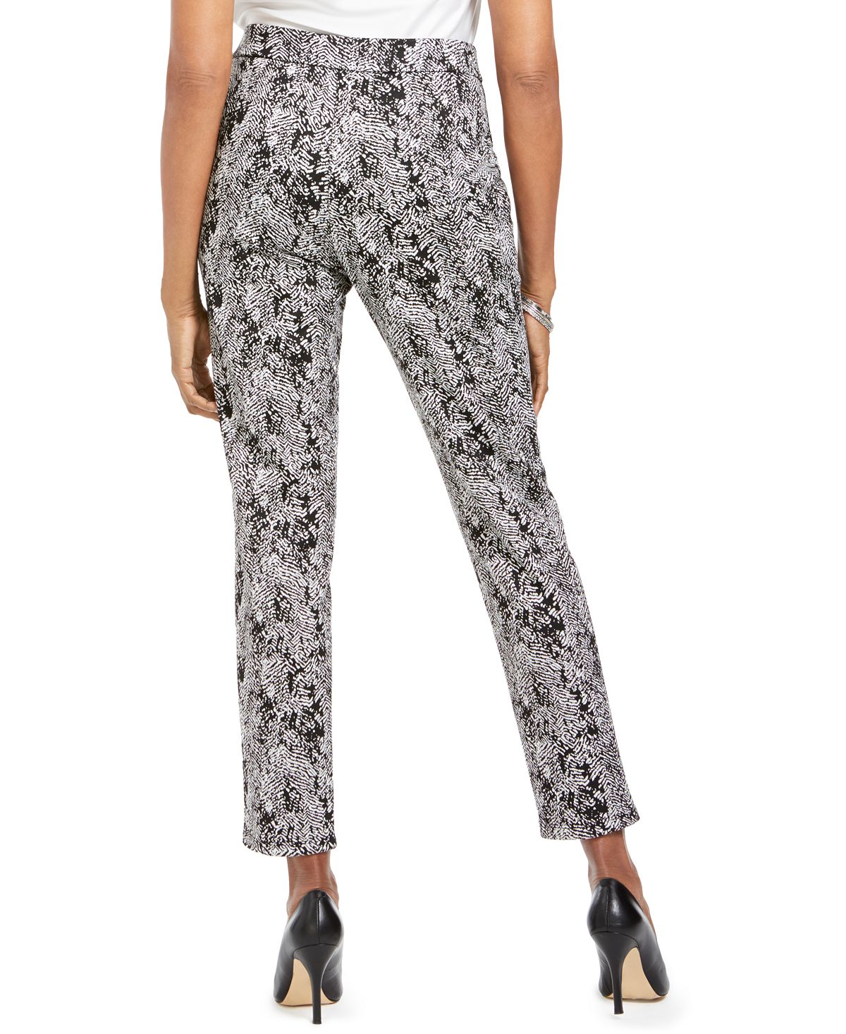 Calça feminina JM Collection Petite Jaquard Pull-on cinza tamanho -1/13