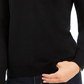 Suéter feminino de lã merino com punho de botão e gola V, preto, tamanho grande
